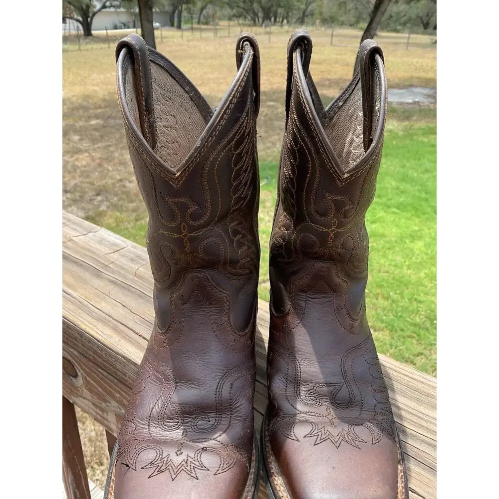 ARIAT 4 LR COWBOY SQUARE TOE BROWN BOOTS SIZE 2 Rodeo